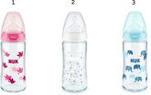 Nuk Μπιμπερό Γυάλινο First Choice Plus 240ml Θ.Σ.Μ1-3 Σχέδια (10745124) (1)