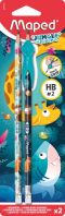 Maped Jungle Fever Μολύβι HB Με Γόμα & Οδηγό Εργονομίας 2Τμχ (851819)