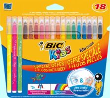 Bic Μαρκαδόροι Ζωγραφικής Kids Couleur Fluo 15+3 (937511)