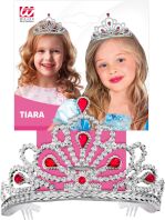 WM Τιάρα Ασημί Με Ροζ Διαμάντια (01265)