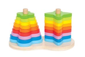 Hape Early Explorer Διπλή Ξύλινη Πυραμίδα Rainbow Stacker (E0406A)
