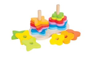 Hape Early Explorer Διπλή Ξύλινη Πυραμίδα Rainbow Stacker (E0406A)