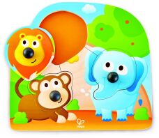 Hape Happy Puzzles Ξύλινο Παζλ Ζωάκια Big Nose Jungle Peg (E1310A)