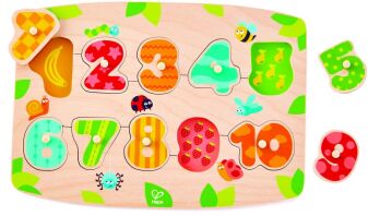 Hape Happy Puzzles Ξύλινο Παζλ Peg Νούμερα (E1404A)