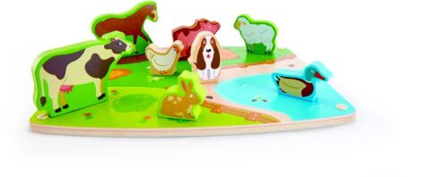 Hape Puzzle & Play Ξύλινο Παζλ Ζωάκια Φάρμας (E1454A)