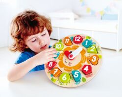 Hape Happy Puzzles Ξύλινο Ρολόι Chunky (E1622A)