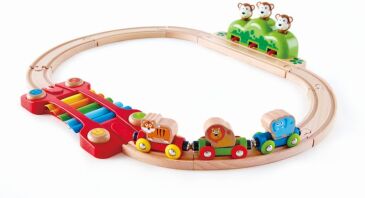 Hape Railway Ξύλινο Σετ Σιδηρόδρομος Music & Monkeys (E3825)