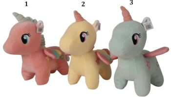 QF Λούτρινo Μονόκερος Με Φτερά 30cm - 3 Σχέδια (UT18-544-30CM)