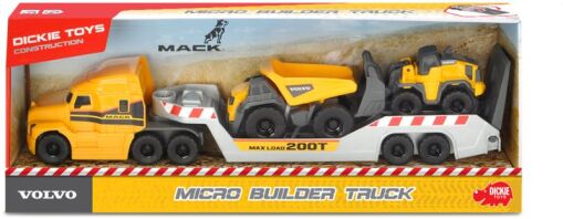 Dickie F/W Σετ Οχήμα Mack/Volvo Micro Builder + 2 Αυτοκινητάκια (203725005)