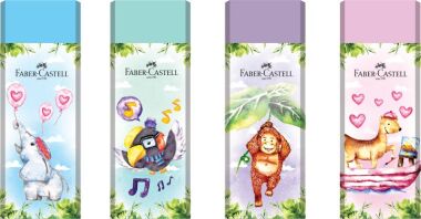 Faber Castell Γόμα Χρωματιστή Happy Jungle 4 Σχέδια-1Τμχ (12310207)