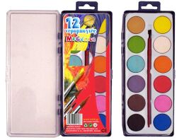 Νερομπογιά Ταμπλέτα Στρογγυλή-12 Χρώματα (Σ0618)