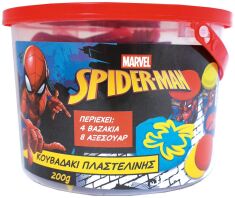 Spiderman Κουβαδάκι Με 4 Βαζάκια Πλαστελίνης Και 8 Εργαλεία (1045-03629)