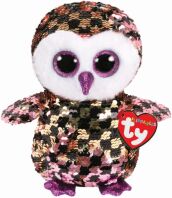 Λούτρινο Sequin Κουκουβάγια Ροζ/Χρυσή 15cm(1607-36673)