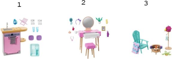 Barbie Έπιπλα-3 Σχέδια (HJV32)