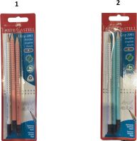 Faber Castell Μολύβια Grip ΗB 3Τμχ Με Γόμα-2 Σχέδια (12308893)