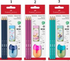 Faber Castell Μολύβια 1111 HB Μαύρο 3 Τμχ & Ξύστρα Apple & Γόμα-3 Σχέδια (12310526)