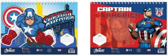 Captain America Μπλοκ Ζωγραφικής 23x33 40 Φύλλων Με Αυτοκόλλητα Στένσιλ-2 Σχέδια (000506305)