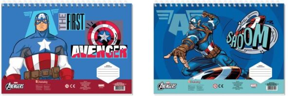 Captain America Μπλοκ Ζωγραφικής 23x33 40 Φύλλων Με Αυτοκόλλητα Στένσιλ-2 Σχέδια (000506362)