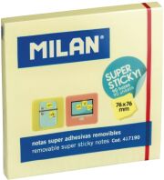 Milan Αυτοκόλλητα Χαρτάκια Σημειώσεων Super Sticky 76x76mm Κίτρινο (325-01100-417190)