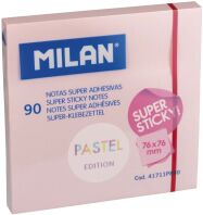 Milan Αυτοκόλλητα Χαρτάκια Σημειώσεων Super Sticky 76x76mm Pastel Pink (325-01106-41711P890)