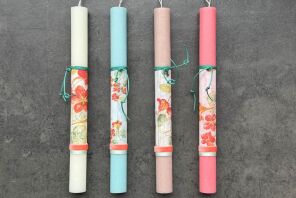 Λαμπάδα Ντεκουπάζ Λουλούδια Κόκκινα-4 Σχέδια (961-184-0108)