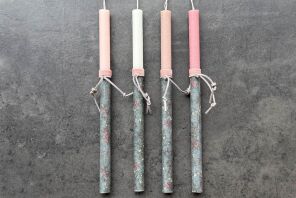 Λαμπάδα Ντεκουπάζ Floral Λαδί-Φούξια-4 Σχέδια (921-184-0111)