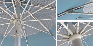 Ομπρέλα Ηλίου Maui 190/8-Σκελετός Αλουμινίου Αντιανεμική 29/32mm Polyester-Γαλάζιο (1923)