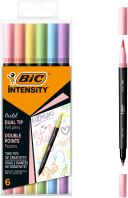 Bic Μαρκαδόροι Intensity Dual Tip Pastel-6Τμχ (503826)