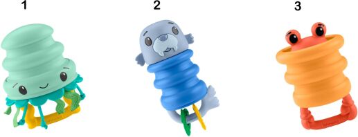 Fisher Price Κουδουνίστρες Ζωάκια Ωκεανού-3 Σχέδια (JHB54)