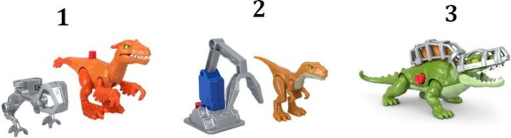 Fisher Price Imaginext-Jurassic World 3 Δεινόσαυρος Με Φίμωτρο-3 Σχέδια (GVV67)