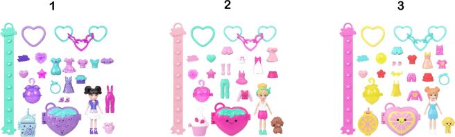 Polly Pocket Polly Κούκλα Με Αξεσουάρ & Μπρελόκ Μεγάλο Pack-3 Σχέδια (JKR51)