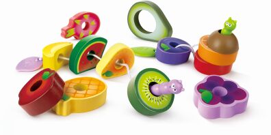 Hape Early Explorer Ξύλινα Φρούτα Με Κορδόνι Caterpillar (E1072A)