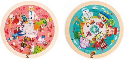 Hape Happy Puzzles Ξύλινο Παζλ Jobs Roundabout Puzzle (E1624)