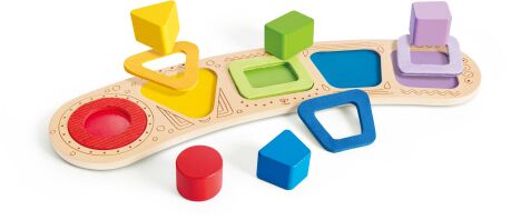 Hape Happy Puzzles Ξύλινο Παζλ Γεωμετρικά Σχήματα & Χρώματα (E1666)