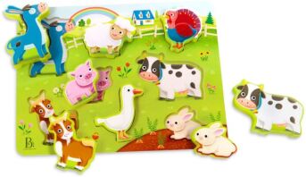 B.Toys Ξύλινο Πάζλ Chunky Ζώα Φάρμας (BX2213GZ)
