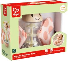 Hape Early Explorer Ξύλινη Κουδουνίστρα Πεταλούδα Rainmaker Robert (E8531)