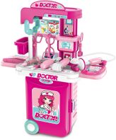 BW Σετ Ιατρικό Τρόλεϋ 3 Σε 1 Ροζ (008-955C)