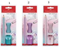 Faber Castell Μολύβια Sparkle II 2Τμχ+Γόμα Roll-On +Διπλή Ξύστρα Roll-On-3 Σχέδια (12310780)