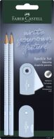 Faber Castell Μολύβια Grip Sparkle II Σιέλ & Mini Sleeve Γόμα & Ξύστρα (12310954)