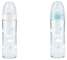 Nuk Μπιμπερό Γυάλινο 240ml Σιλικόνης New Classic-2 Σχέδια-1Τμχ (10745080)