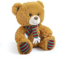 Λούτρινο Αρκουδάκι Με Κασκόλ 30cm-2 Σχέδια (2228)