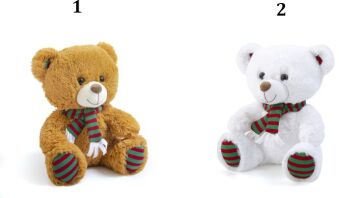 Λούτρινο Αρκουδάκι Με Κασκόλ 30cm-2 Σχέδια (2228)