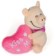 Λούτρινο Γουρουνάκι Με Φιόγκο & Καρδιά 13cm-2 Σχέδια (21756)