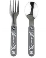 Akuku Σετ Πιρούνι-Κουτάλι Από Ανοξείδωτο Ατσάλι 9m+ Γκρι (A0100)