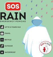 Legami Disposable Rain Poncho With Hood-Kid's Size (PONCHOK0001)