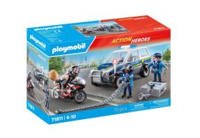Playmobil Μπλόκο Αστυνομίας Και Ληστής Με Μοτοσυκλέτα (71811)