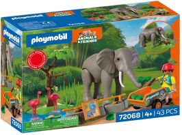 Playmobil Φροντιστής Ζωολογικού Πάρκου Με Ελέφαντα & Φλαμίνγκο (72068)