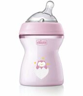 Chicco Μπιμπερό Πλαστικό Natural Feeling Ροζ 250ml ΘΣ 0Μ+ (A60-81323-10)