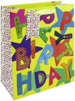 Eurowrap Χάρτινη Τσάντα Neon Happy Birthday Medium (35522-3C)