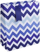 Eurowrap Χάρτινη Τσάντα Μπλε Ζικ-Ζακ Medium (34927-3C)